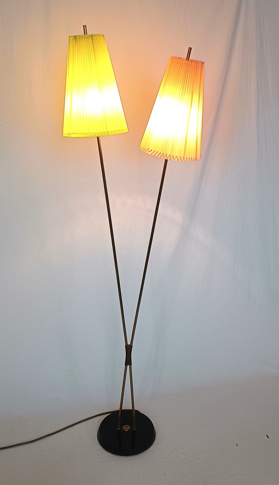 Image 1 of Vijftiger jaren vloerlamp met twee lichtpunten 