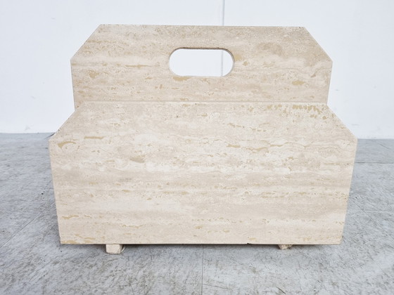 Image 1 of Vintage travertijn tijdschriftenhouder