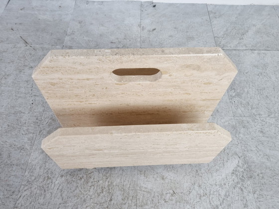 Image 1 of Vintage travertijn tijdschriftenhouder