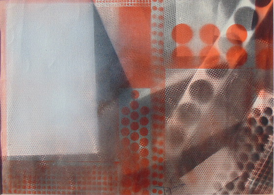 Image 1 of Jan van Griensven - Abstract grijs en oranje