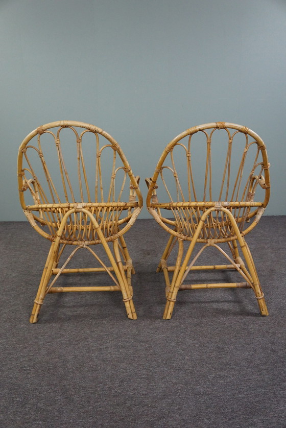 Image 1 of 2x vintage rotan fauteuils