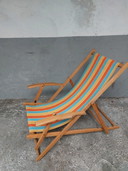 Vintage strandstoel met voetbankje