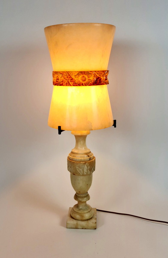 Image 1 of Pegasan - Albast - natuursteen -  tafellamp - vloerlamp - Spanje - XL lamp - 70's