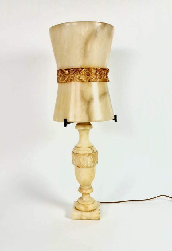 Image 1 of Pegasan - Albast - natuursteen -  tafellamp - vloerlamp - Spanje - XL lamp - 70's