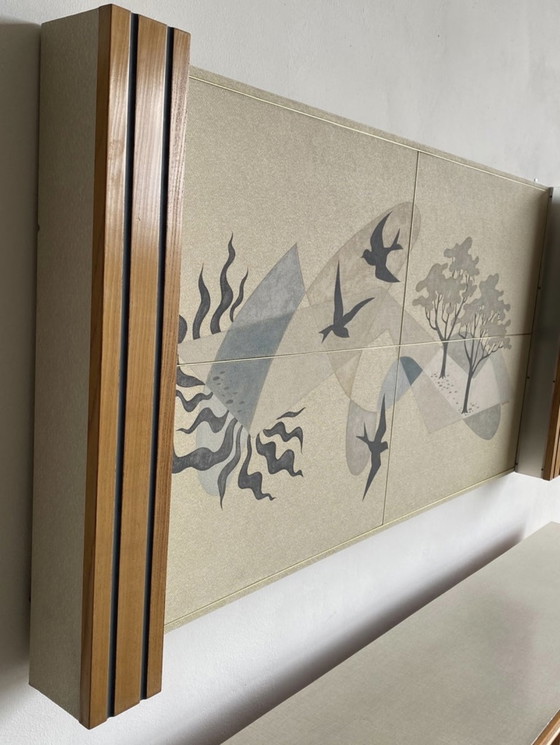 Image 1 of Vintage dressoir en bijpassend decoratief Kunst van het cruiseschip "SS Rotterdam"