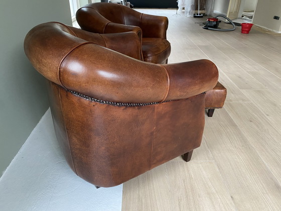 Image 1 of 2x Joris clubfauteuils + voetenbankje