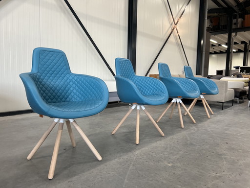 4 Molinari Ginger eetkamerstoelen blauw leer