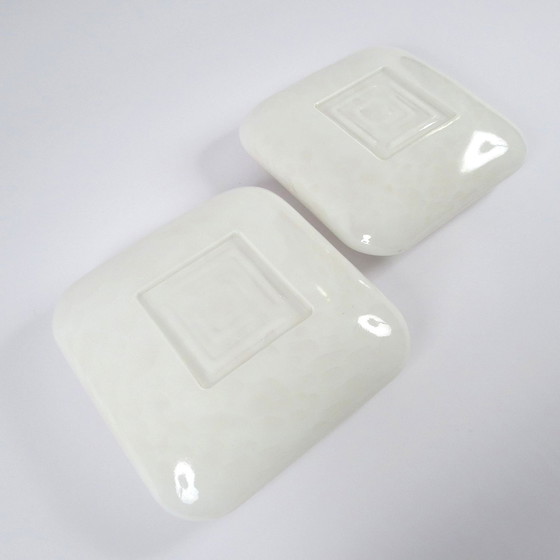 Image 1 of 2x vintage gemarmerde wandlampen