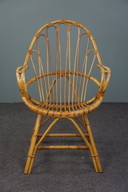 Rotan fauteuil met armleuningen, Dutch Design, 1950