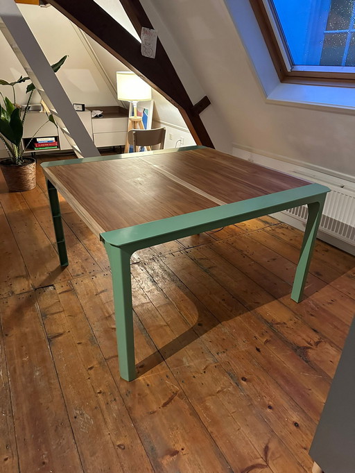 Industriële teakhouten eettafel