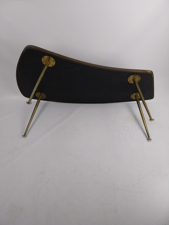 Image 1 of Midcentury moderne salontafel van Berthold Muller in messing en mozaïec 