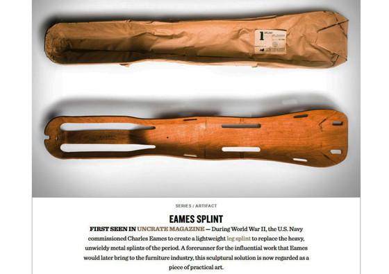 Image 1 of Ray & Charles Eames legsplint  plywood sculptuur