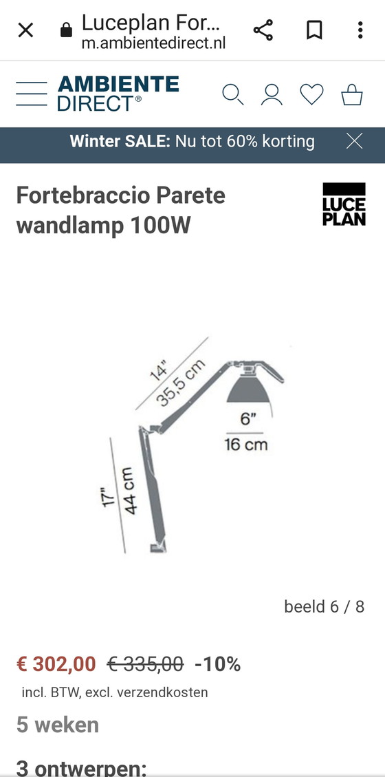 Image 1 of Fortebraccio Luceplan wandlamp