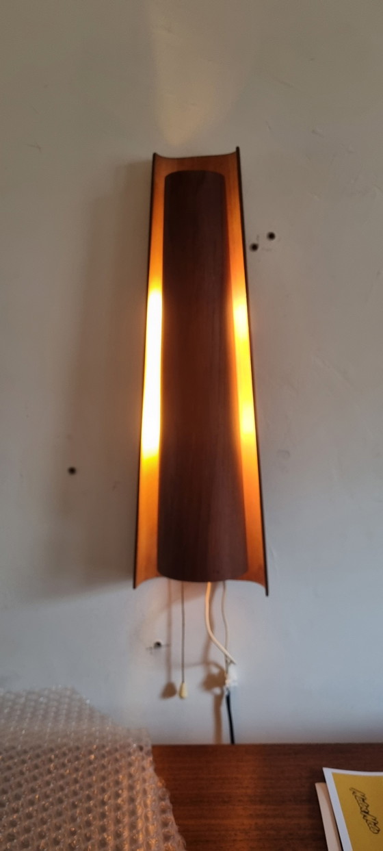 Image 1 of 2x Vintage Teak Wandlamp