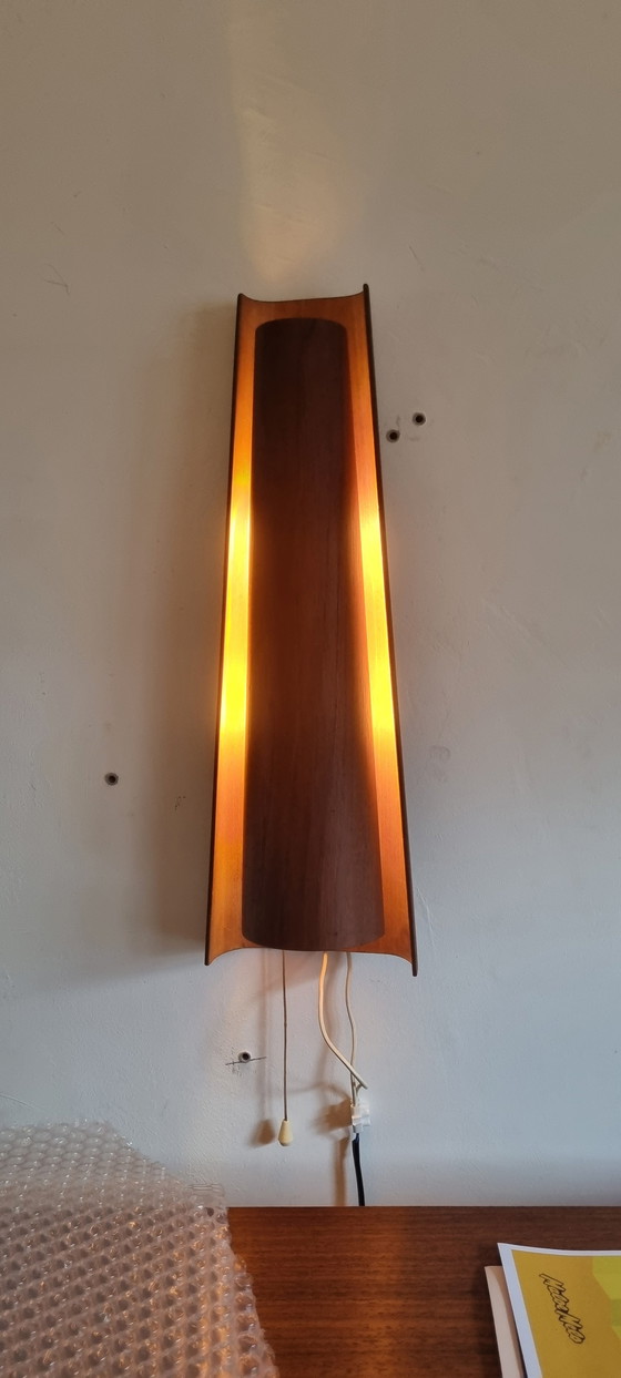 Image 1 of 2x Vintage Teak Wandlamp