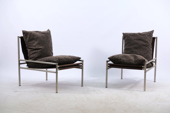 Image 1 of Industriële Vintage Fauteuils met rieten frame, set van 2