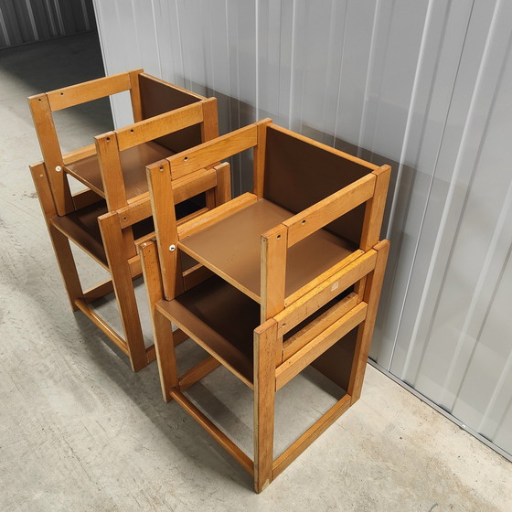 Image 1 of 2x Vintage kinderstoel zweeds design groeistoel en tafel