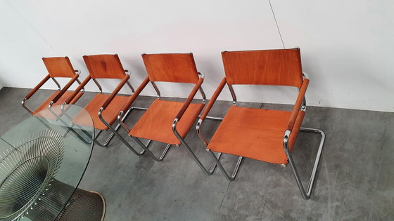 Image 1 of 4x cognac tuigleer Mart Stam Linea Veam vintage jaren 70