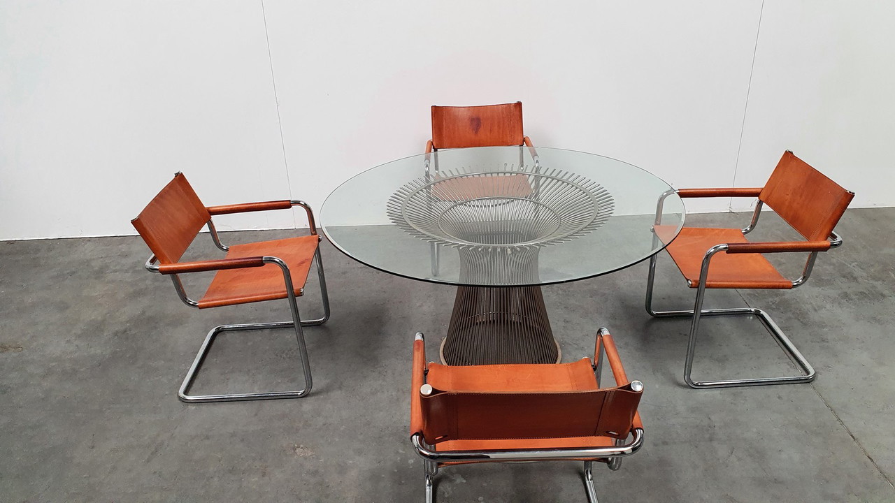 4x cognac tuigleer Mart Stam Linea Veam vintage jaren 70