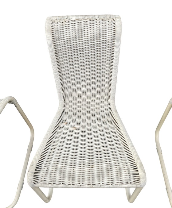 Image 1 of 4x Tecta B33 Wicker Design Buisframe Eetkamer Stoelen  