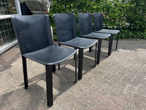 4x Cidue tuiglederen stoelen