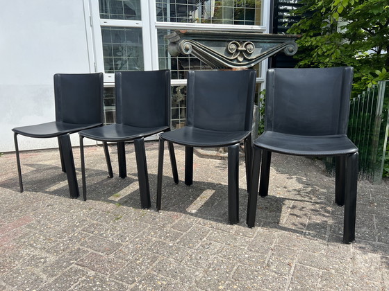 Image 1 of 4x Cidue tuiglederen stoelen