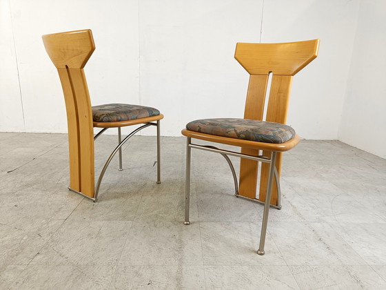 Image 1 of 6x postmoderne italiaanse eetkamerstoelen