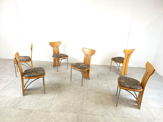 Image 1 of 6x postmoderne italiaanse eetkamerstoelen