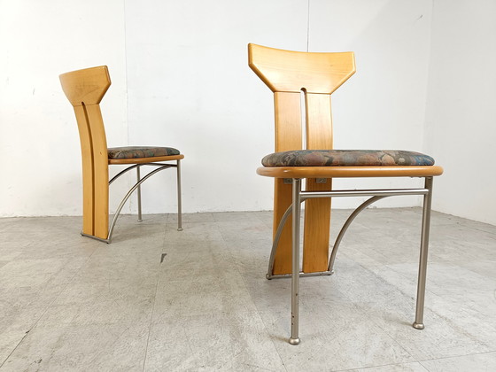 Image 1 of 6x postmoderne italiaanse eetkamerstoelen