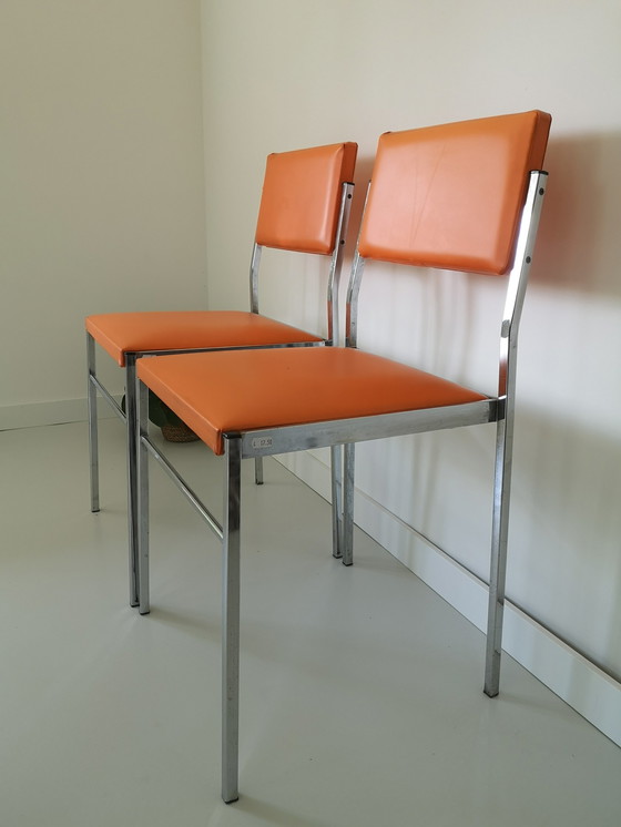 Image 1 of 2x Vintage oranje stoeltjes