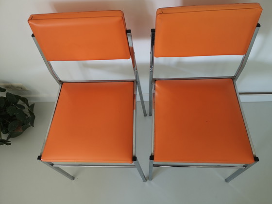 Image 1 of 2x Vintage oranje stoeltjes