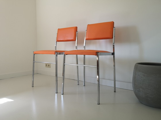Image 1 of 2x Vintage oranje stoeltjes