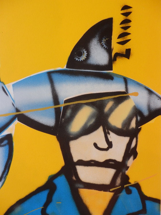 Image 1 of Herman Brood Gr Zeefdruk Rocket Scientist Handgesigneerd.