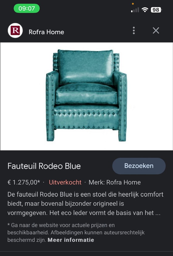 Image 1 of Rofra Rodeo Blue fauteuil