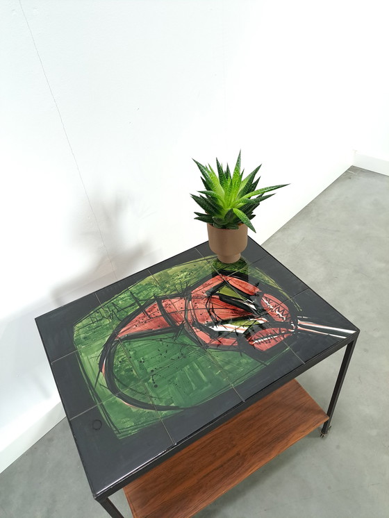 Image 1 of Tafel keramische tegels kreeft vintage trolley