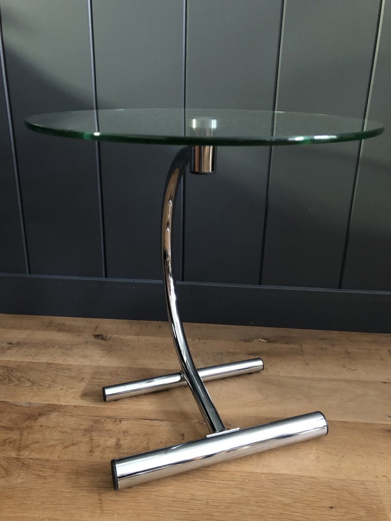 Image 1 of Vintage bijzettafel chroom glas