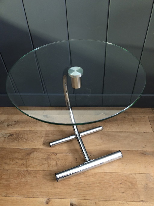 Vintage bijzettafel chroom glas