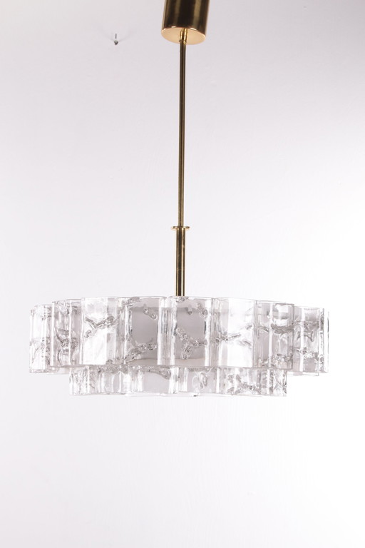 2 Mid-Century German Brass & Crystal Chandelier from Doria Leuchten, 1960s