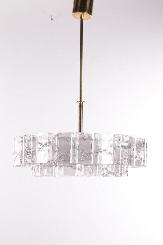 Image 1 of 2 Mid-Century German Brass & Crystal Chandelier from Doria Leuchten, 1960s