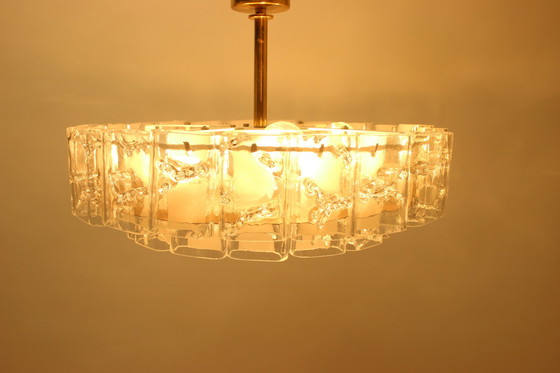 Image 1 of 2 Mid-Century German Brass & Crystal Chandelier from Doria Leuchten, 1960s