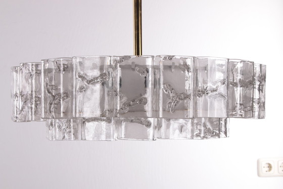 Image 1 of 2 Mid-Century German Brass & Crystal Chandelier from Doria Leuchten, 1960s