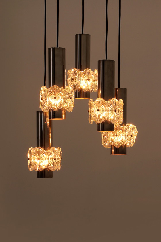 Image 1 of Vintage Kroonluchter Cascade Hanglamp met 5 lampen,1960