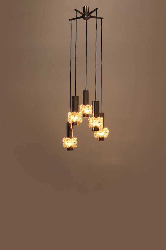 Image 1 of Vintage Kroonluchter Cascade Hanglamp met 5 lampen,1960