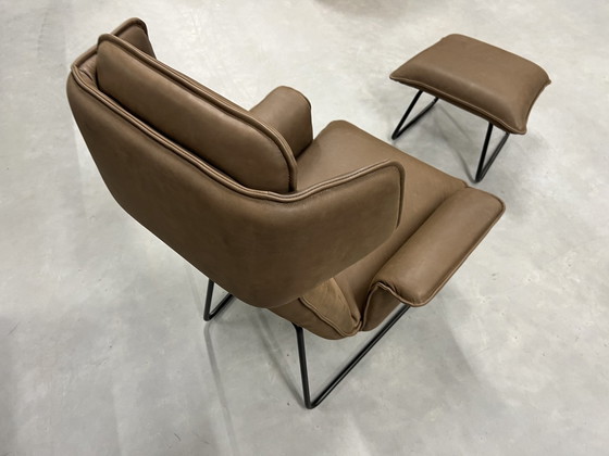 Image 1 of Jess Design Origami Fauteuil met hocker bruin leer