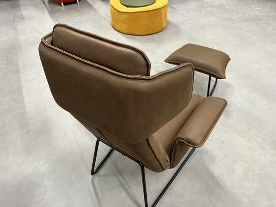 Image 1 of Jess Design Origami Fauteuil met hocker bruin leer