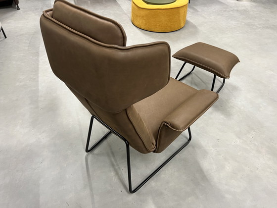 Image 1 of Jess Design Origami Fauteuil met hocker bruin leer