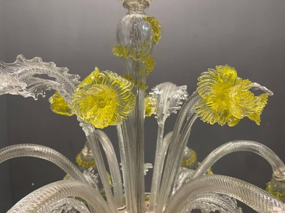 Image 1 of Bloemenkroonluchter van Murano glas, jaren 1960