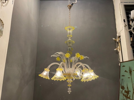 Image 1 of Bloemenkroonluchter van Murano glas, jaren 1960