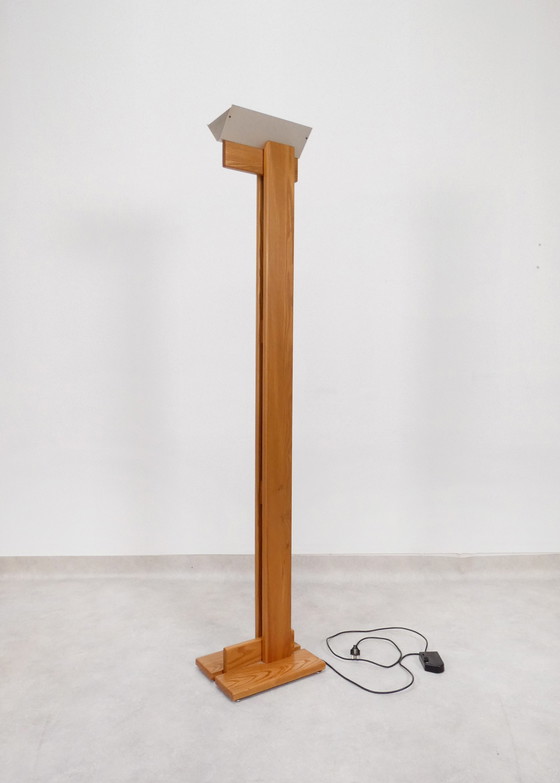 Image 1 of Italian brutalist wooden floorlamp 