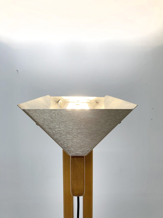 Image 1 of Italian brutalist wooden floorlamp 